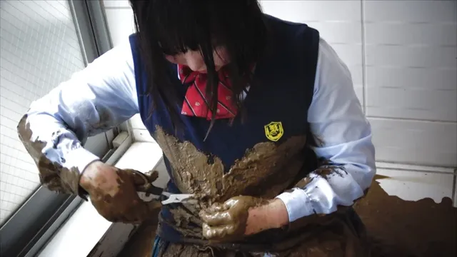 チェックのミニプリーツス… ベスト制服・切り裂き1