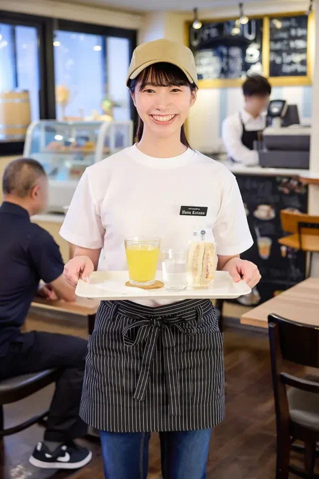 ここは都内某所で大人気の… 接客中は何をされても常に笑顔のカフェ店員に密着 はな