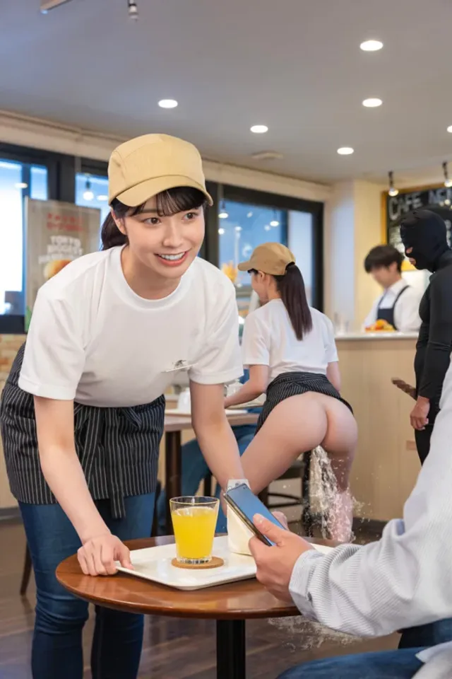 ここは都内某所で大人気の… 接客中は何をされても常に笑顔のカフェ店員に密着