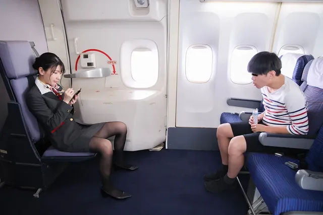 機内で働く美人CAは可愛… 追いかけられて機内の死角でハメられまくる美人CA